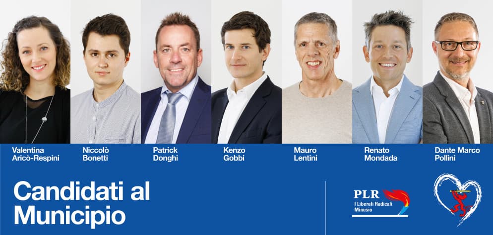 I candidati del PLR al Municipio di Minusio.